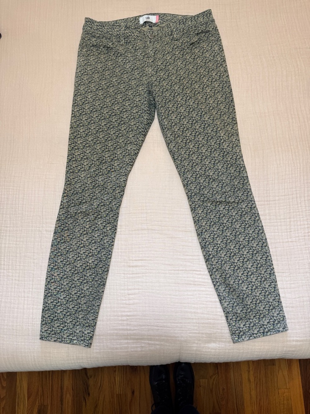 CAbi Straight Leg Pants in Green Floral Print